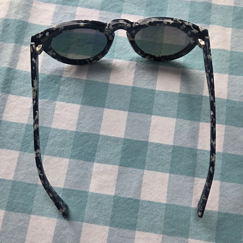 DIFF Eyewear Sunglasses Black White Marble Purple Mirror Lens Round Retro - Picture 9 of 10